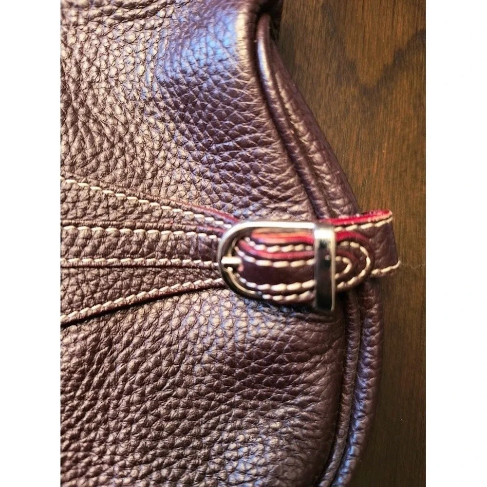 Guia's Oxblood Leather‎ Hobo Shoulder Bag Large Silver Hardware & Buckle Accents